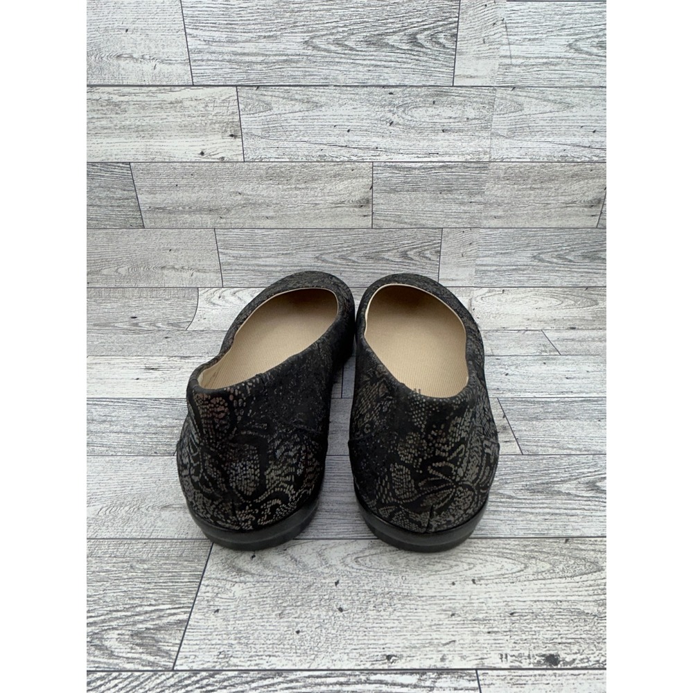 SAS Scenic Women Sz 9 W Black Bronze Lace Leather Ballet Flats Made in USA - Picture 8 of 13